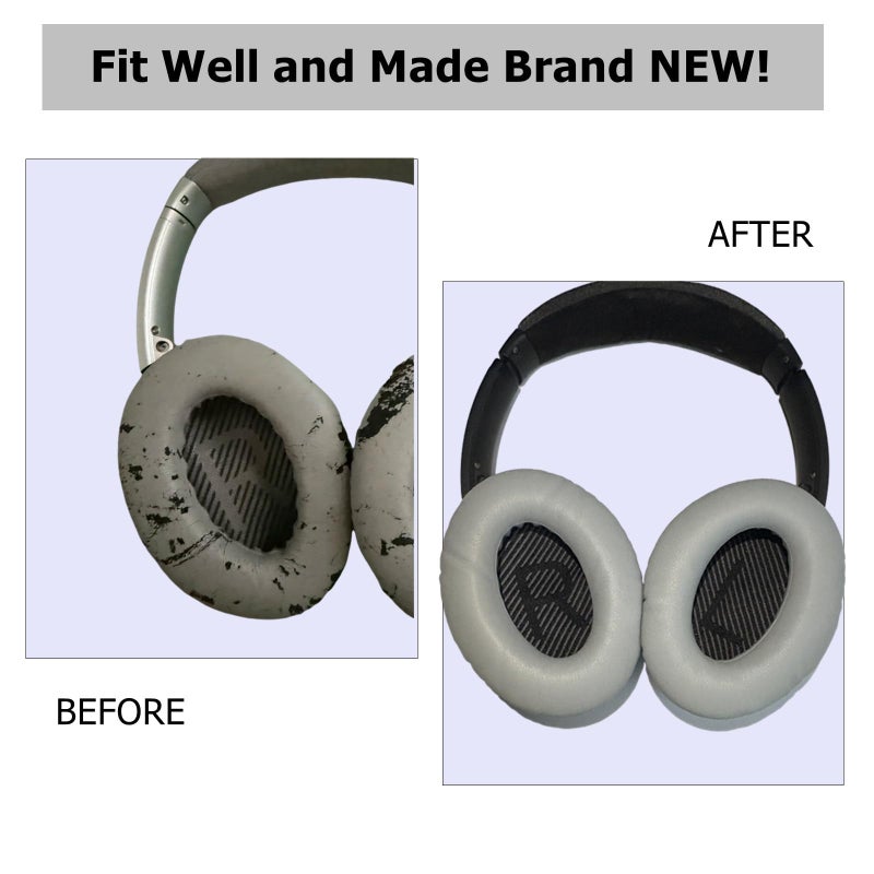 Cypher.V Headphones Replacement Ear Pads,for Bose Quietcomfort QC15 QC25 QC35 35 ii (Grey) - Image 4